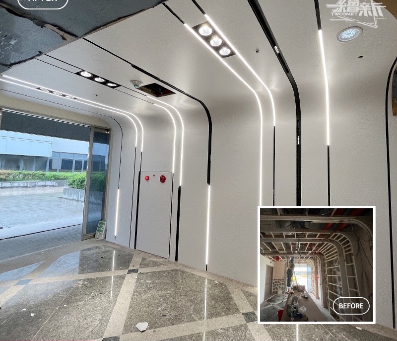 Lobby wall finished with interior film by Twcomet